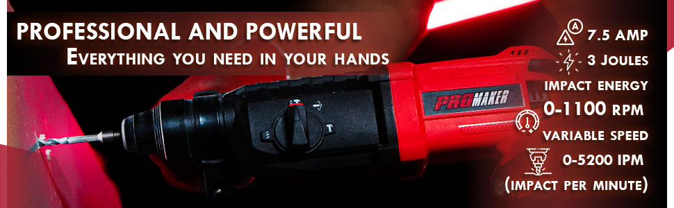 ROTARY HAMMER DRILL PRO-RM850KIT PROMAKER description 1