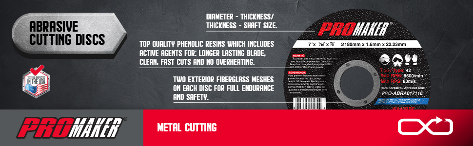 CUTTING ABRASIVE DISC PRO-ABRA017116 PROMAKER DESCRIPTION 2